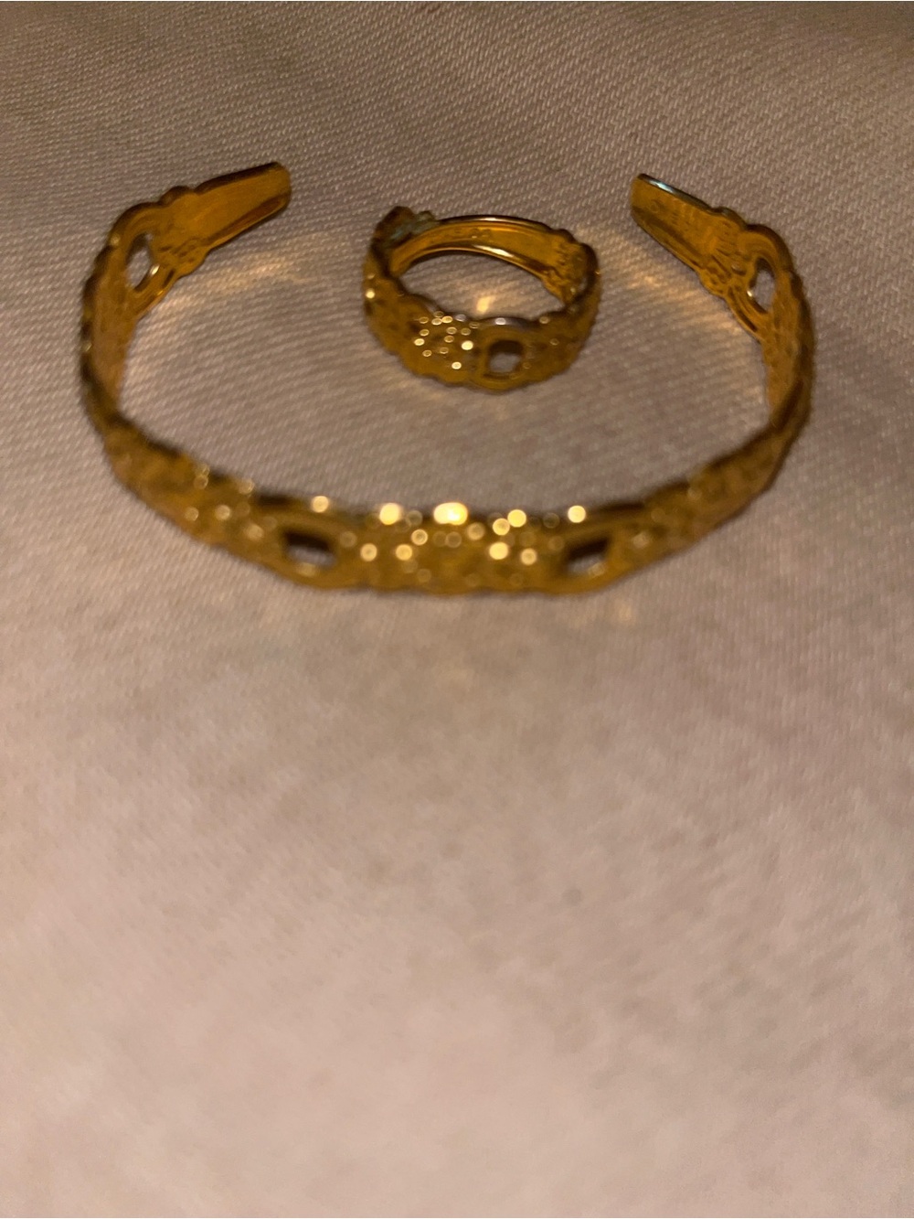 Vintage Oneida Cuff Bracelet and Ring Set